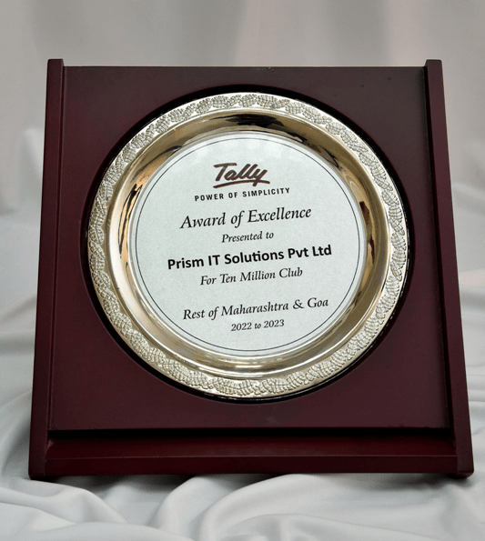 Award of excellence Presented To  PRISM IT Solutions For Ten Million Club
